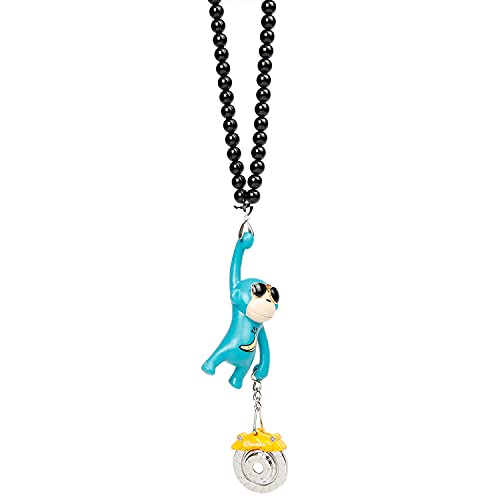 Ygmoner Wearing Sunglasses Monkey Car Charm Interior Rear View Mirror Hanging (Blue & Brake Caliper) #TOP6