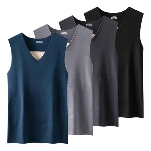 Base layer thermique pour homme lot de 4 maillots de corps chauds sans manche col V S-XXL