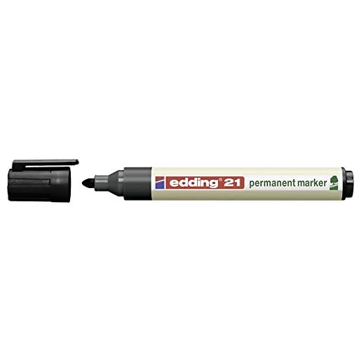 edding 21 EcoLine marcador permanente - negro - 1 rotulador - punta redonda 1,5-3mm - indeleble de secado rápido - resistente al agua y los borrones - cartón, plástico, madera, metal, tela - universal