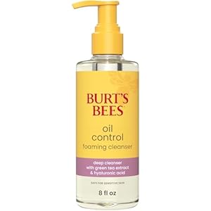 Burt’s Bees Oil Control Foaming Cleanser; For Oily Skin; Safe for Sensitive Skin; Deeply Cleanses, Includes Green Tea Extract and Hyaluronic Acid; 8 Fl. Oz.