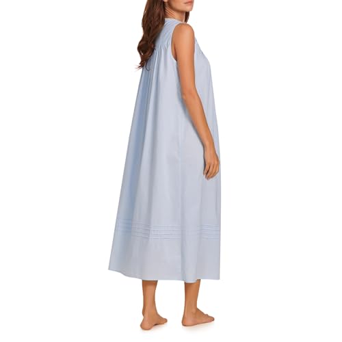 Image of Eileen West Sleepwear & Loungewear for Women - Poetic Woven Lawn Collection - 100% Cotton Lightweight Sleeveless Nightgown