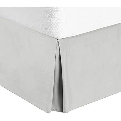 Valencia Beddings Split Corner Bed Skirt 10 Inch Drop Full Size 100% Natural Cotton Wrinkle and Fade Resistant Full Size, Silver Grey Solid Cover
