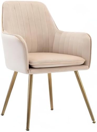 Miniatura 8 de Gold Thumb Juego de 2 sillas de comedor de terciopelo con respaldo medio, sillón moderno de ocio con patas chapadas en oro, silla tapizada para sala