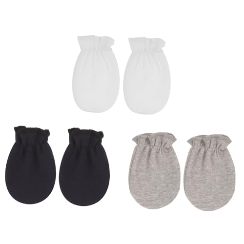 Healeved Baby Mittens Newborn 3 Pairs Set Soft Gloves for Baby Girl Boy 0-6 Months Easy to Clean Hand Mittens