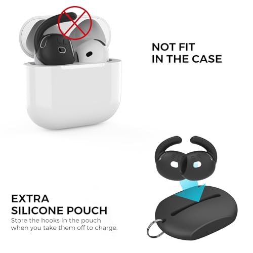 Image of AhaStyle Ear Hooks for AirPods 4th Generation (2024) Ear Covers Accessories | 3 Pairs S /M /L Added Storage Pouch, Anti Slip,Secure Fit, Comfortable Silicone Ear Tips Compatiable with Apple AirPods 4th Gen