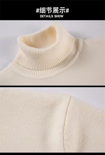 Men High Collar Knitted Sweater Slim Fit Long Sleeve Pullover Solid Color Soft Casual Sweater2