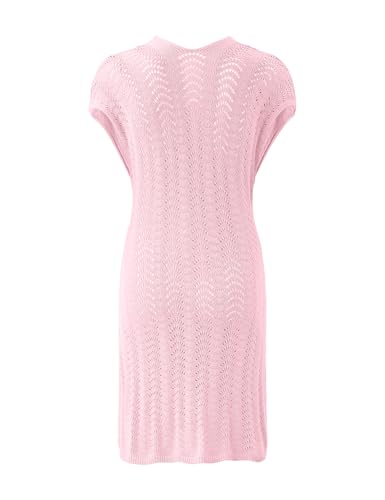 Image of Girls Cut Out Crochet Coverup V Neck Short Sleeve Beach Dress Summer Swimwear Beachwear for 4-13Y