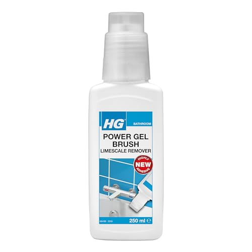 HG Power Gel Brush Limescale Remover Limescale Cleaner & Descaler Bathroom & Kitchen Shower Bath & Toilet Limescale Remover Anti Limescale Gel & Brush Kit - 250ml