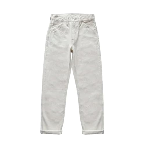 Men’S Vintage Slim Fit Straight Selvedge Denim Full Length Jeans Zipper Fly High Waist Midweight Wash Daily Wear Rivet - Main Image