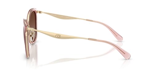 Coach Women's HC7170 Square Sunglasses, Light Gold/Pink/Brown Gradient Polarized, 56 mm3
