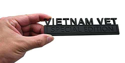 Image of 1pc Vietnam Vet Special Edition Emblems 3D Raised Decals Exterior Truck Stickers Fender Vietnam Veteran Badges Replacement for F150 F250 F350 Chevy Silverado 1500 2500 Chevrolet C10 C15 (Matte Black)