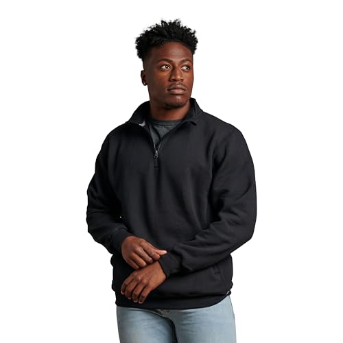 Russell Athletic Men's Dri Power Fleece Quarter Zip, Moisture Wicking, Cotton Blend, Relaxed Fit, Sizes S-4x3