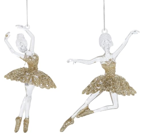Baumschmuck Ballerina Gold (2er Set) - Ballett Weihnachtsdeko, Christbaumkugel, Weihnachten