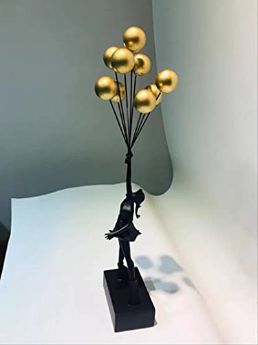 Mkoj Sculptures Decor Luxurious Balloon Girl Statues Banksy Flying Balloons Girl Art Sculpture Resin Craft Home Decoration 57Cm 57Cm Red Balloon #TOP6