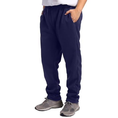Mens Sweatpants Fall Winter Casual Sports Solid Padded Thickened Elastic Waist Straight Slim Pants Sweatpants for Men2