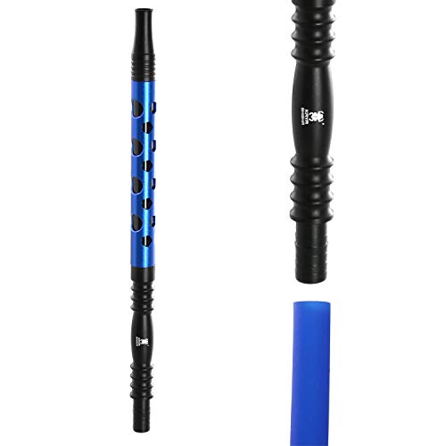 Kaya ELOX Eco Pentagon Medium Shisha Set - Höhe 64cm - Hookah mit Zubehör Kamin Schlauch Alu Mundstück Kohlezange (Blau) – Bild 6