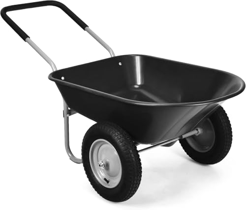 FANTASK Carretilla de 100 kg de Capacidad de Carga, Marco de Metal con 2 Ruedas, Carretilla de construcción, Carretilla de jardín, Carretilla de Transporte para jardín, Carretilla de jardín con Mango