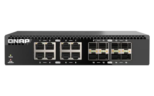 QNAP QSW-3216R-8S8T-US 16-Port Half-Width Rackmount 10GbE Unmanaged Switch for SMB/SOHO high-Speed Networking environmen by QNAP - Used condition - US$338.95