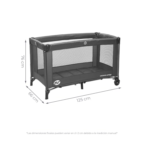 Miniatura 5 de Ms Babyworld Basic Cuna De Viaje Para Niños 120x60 Cm Desde 0 Meses Hasta 15 Kg Colchón Y Bolsa Transporte Incluidos Plegado Y Montaje Fácil Estructura Ligera Y Estable Negro