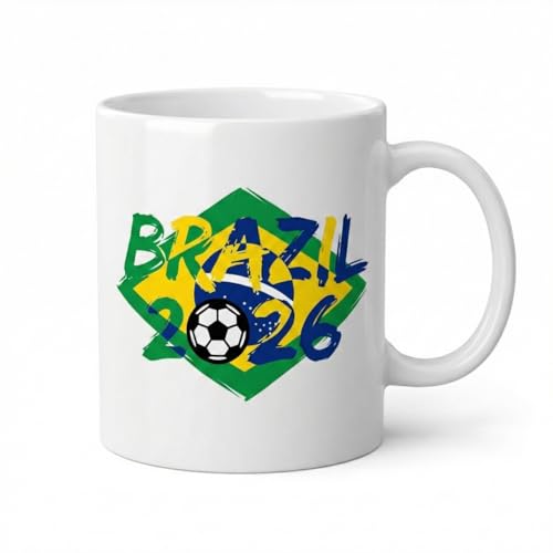 Pure Compression Soccer World Cup 2026 Coffee Mug Brazil - Football Coffee Cup - Gift for Soccer Fans Collectors