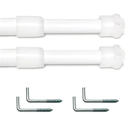 Visillo Extensible Bravatta. Porta Visillos Extensible de 30 a 50 cm.Barra Ajustable para Cortinas. Barra Extensible para Visillos y cortinas. Varilla Colgar Ropa de Bebé y Niño (Blanco)