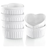 Creme Brulee Ramekins 6 oz Oven Safe, ALELION Heart Shaped Porcelain Ramekins for Baking, Souffle...