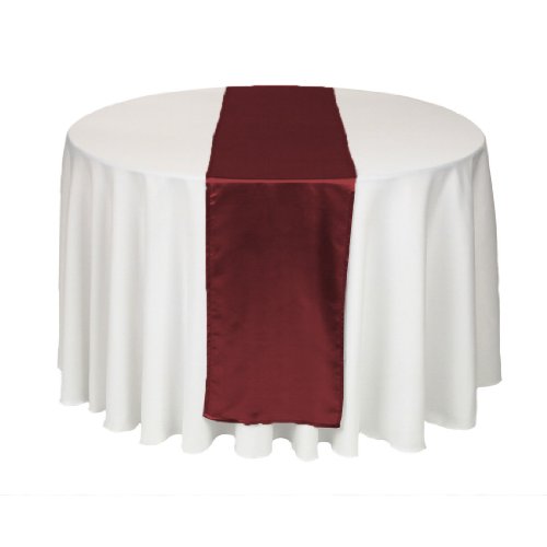 LinenTablecloth 14 x 108-Inch Satin Table Runner Burgundy