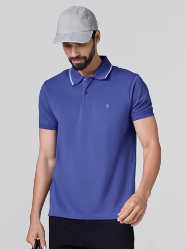 Image of XYXX Men's Apex Mercerized Cotton Striped Collar Pique Polo T-Shirt