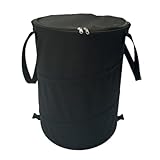 Fiozwea 屋外用折りたたみ式キャンプ用ゴミ箱 蓋付き 大容量 ポータブル収納バッグ 屋外ガーデン、ピクニック、アウトドアアクティビティに最適 (黒,34×40cm)