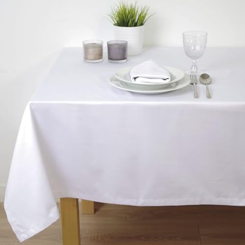 10XDIEZ Pack 6 manteles satén Blanco hostelería (Blanco - 120x120 cm)