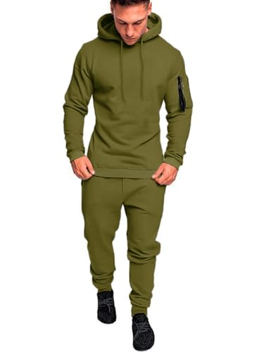 Image of Men's Sweatsuits Set 2 Piece Hoodie Outfit Jogging Tracksuits for Men Casual Athletic Long Sleeve Pullover Suit Set