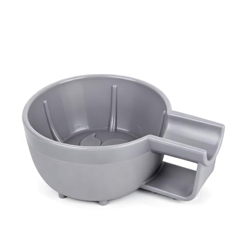 Linkidea Shatterproof Plastic Shaving Bowl with Non-Slip Handle & Brush Rest, Lather Bowl and Shave Mug with Textured Bottom for Shaving Soap & Cream, Safety Razor Accessory (Grey)
