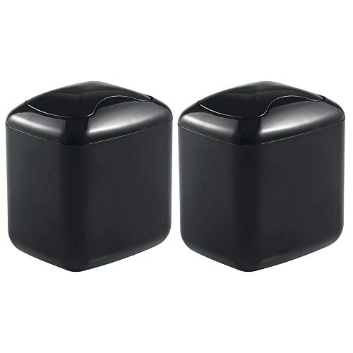 mDesign Cestino Portarifiuti per Ripiani da Bagno - Nero - Set da 2