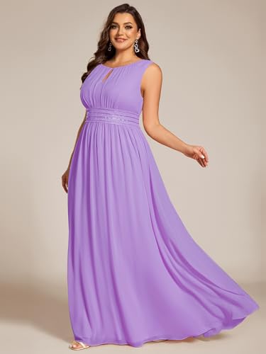 Image of Ever-Pretty Plus Women's Round Neck Sleeveless Empire Waist Maxi Plus Size Formal Gowns Bridesmaid Dresses
