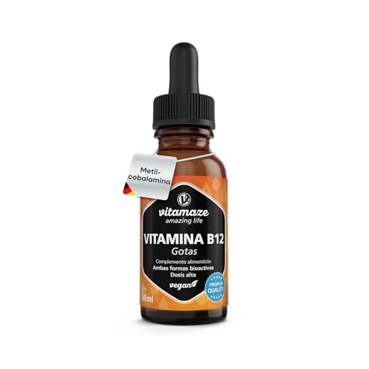 Vitamina B12 Gotas 500 mcg Alta Dosis por Diaria, Vitamina B12 Vegano y Líquido 50 ml (1700 Gotas), Metilcobalamina y Adenosilcobalamina, Alta Biodisponibilidad, sin Aditivos Innecesarios