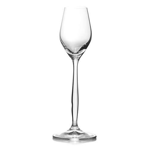 Small Crystal Cordial Glasses Set Of 6, For Liquor, Grappa, Port, Sherry, Dessert Wine, Vodka, Aperitif- Hard & Durable Clear Stemmed Shot Glasses - Bohemia Crystal Cindy Collection, 2 Ounces