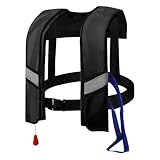 Vollautomatische Rettungsweste mit Reflektoren für Outdoor-Abenteuer, Automatische Aufblasfunktion und Sicherheitspfeife, Ideal für Wassersport und Bootsfahrten (Black)