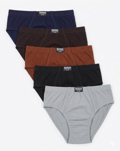 Image of Esteem Mens Cotton Briefs Innerwear Under Garment Combo Pack of 5 Pcs