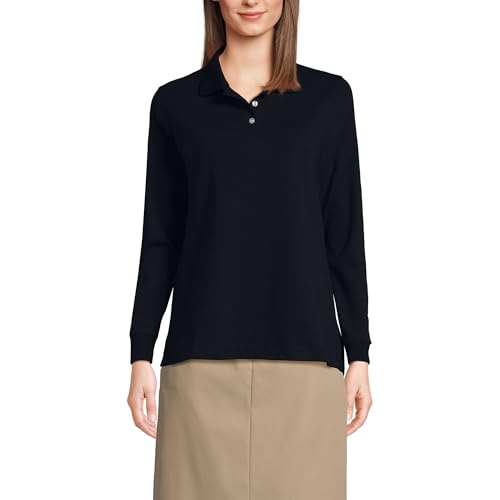 Image of Lands' End School Uniform Kids Long Sleeve Interlock Polo Shirt