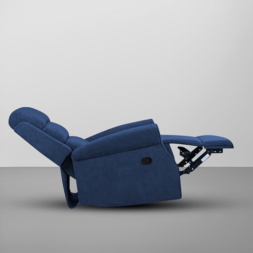 Image of Comfy Fabric 1 Seater Recliner Sofa, Premium Upholstery with Soft Padding & Comfortable Cushions, Manual Recliner Chair for Home & Living Room | Blue