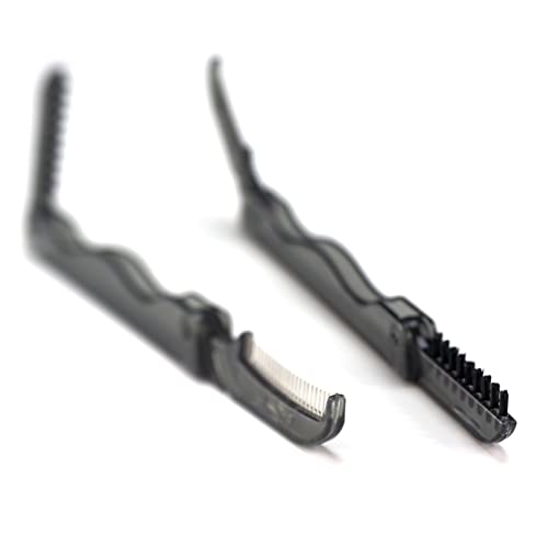 Iconikal Folding Pocket Eyebrow Brush & Comb Tool, Black, 6-Pack #TOP1