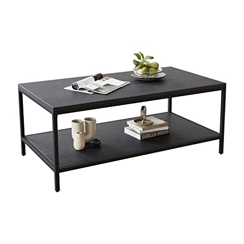 Novilla Modern Coffee Table with Storage Shelf Metal Frame for Living Room 43