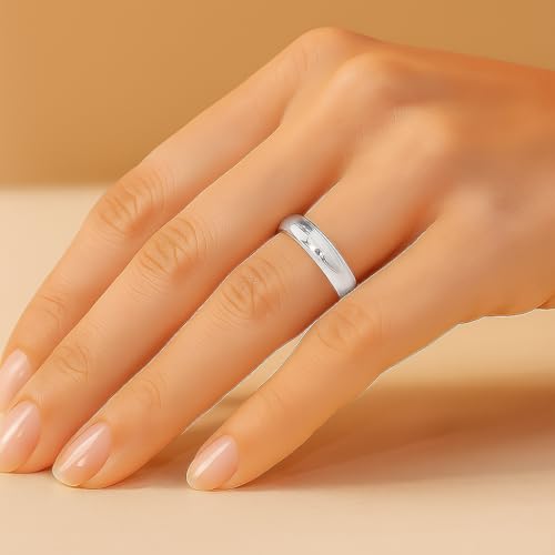 Image of Pure 925 Sterling Silver Plain Band Ring for Women Men in 18k Gold Plated | Simple Classic Wedding Ring for Him and Her | Best Gift | Couple Band