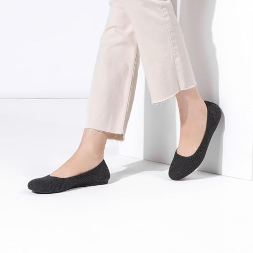 Image of Frank Mully Women's Ballet Flat Shoes Knit Dress Shoes Round Toe Slip On Ballerina Flats for Woman Low Wedge Comfort Soft