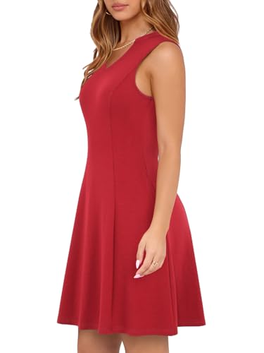 Image of YIOYOLA Womens Elegant Classy A-Line V Neck Mini Business Casual Work Dresses Party Cocktail Short Dress with Pockets