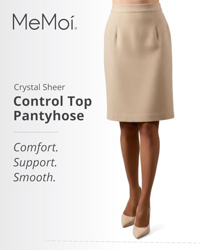 Image of MeMoi Control Top Crystal Pantyhose for Women, Breathable Sheer Tights, Control Top Sheer Stockings, Comfortable Panty Hose