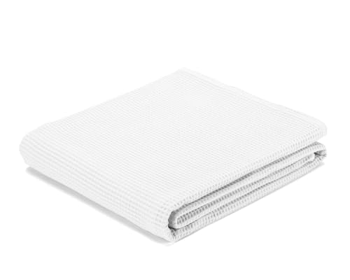 ECOMMERC3 | Tejido Gofrado Waffle 100% Algodón 200x150 cm Color Blanco - Tela para Costura Decoración y DIY - Fabricado en España
