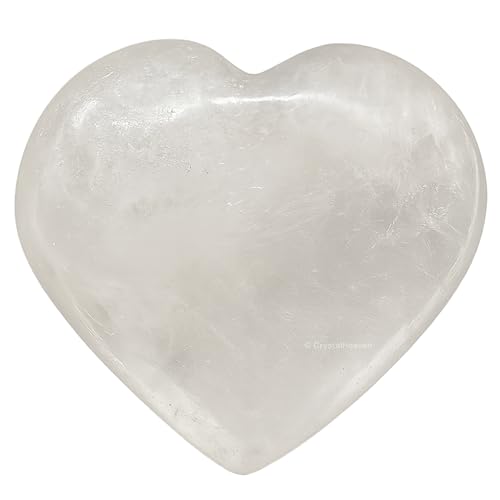 Image of Crystal Heaven Certified Clear Quartz Crystal Heart Palm Pebbles Stones For Anxiety Stress Relief Massage - Aaa Grade Original Healing Gemstone Agate Heart Palm Stone For Yoga Meditation Spiritual