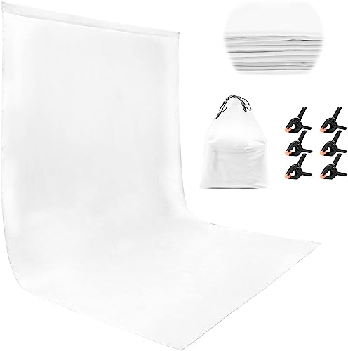 RTUIY White Backdrop 1.8×2.8m Thicken Washable Polyester Rollup Cloth with 6 Clips + One Bag
