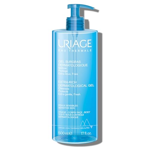 Uriage Extra-rich Dermatological Body Wash for Sensitive Skin, Preserves the Hydrolipidic Film of the Skin, Fresh Foaming Body Cleanser, Face & Body, Paraben & Soap-Free, Physiological pH